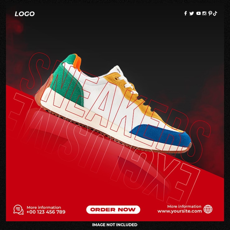 PSD gratuito venta de zapatos para publicación en redes sociales o diseño de plantilla de banner cuadrado