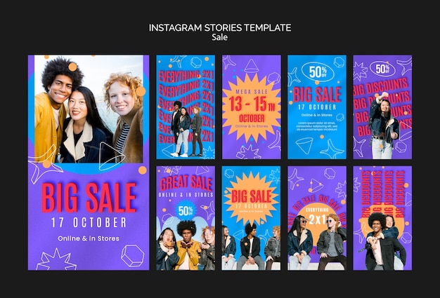 PSD gratuito las ventas de descuento en las historias de instagram.