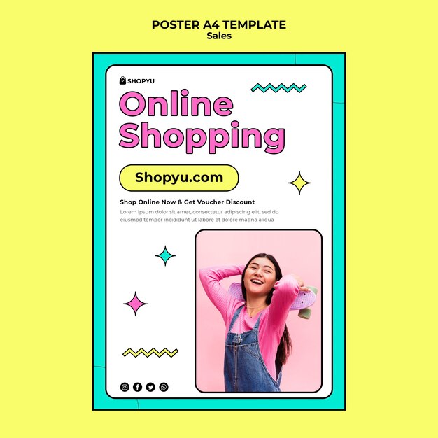 Ventas con plantilla de póster de descuento