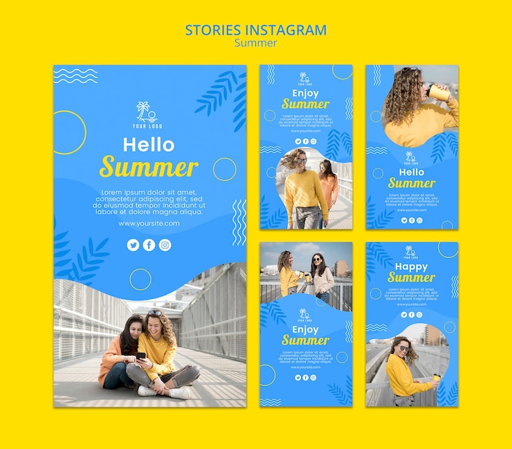PSD gratuito verano con historias de instagram de amigos
