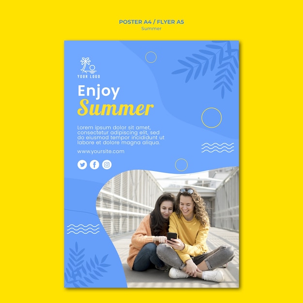 Verano con plantilla de póster de amigo