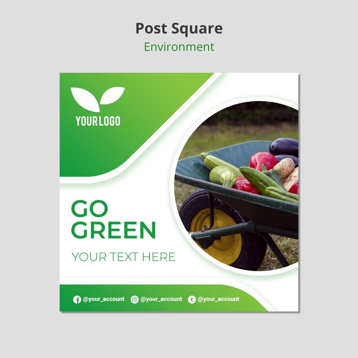 PSD gratuito verduras en plantilla cuadrada de poste de carretilla