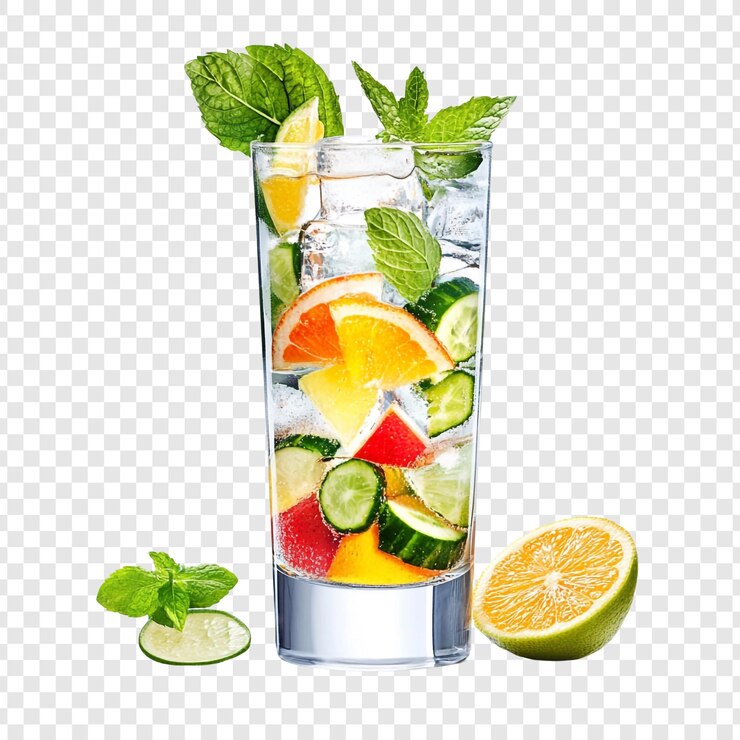 Gratis PSD verfrissend detoxwater met citrusvruchten en komkommer