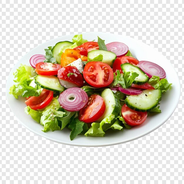 Verfrissende tuinsalade met tomaten, komkommers en rode uien