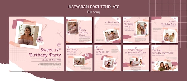 Gratis PSD verjaardagsviering instagram-berichten