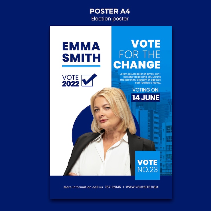 Gratis PSD verkiezings- en politiek verticale postersjabloon