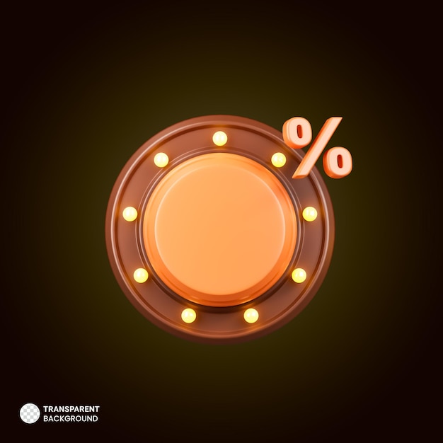 Verkoop korting procent labelpictogram geïsoleerd 3d render illustratie