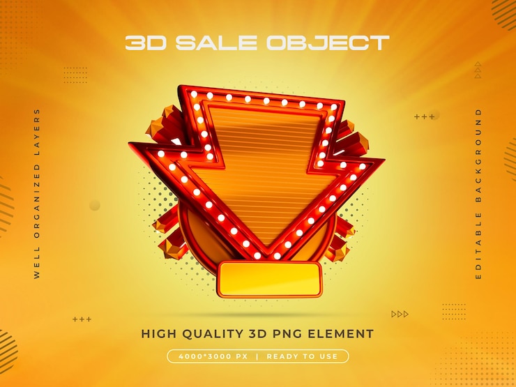 Gratis PSD verkoop object 3d render geïsoleerd