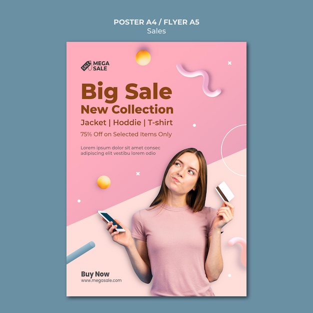 Gratis PSD verkoop poster en flyer ontwerpsjabloon