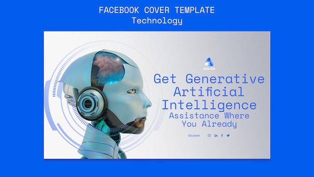 Verloop ai technologie facebook voorbladsjabloon