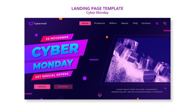 Gratis PSD verloop cyber maandag bestemmingspagina sjabloon
