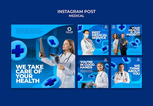 Gratis PSD verloop medische instagram berichten ontwerpsjabloon