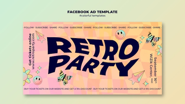 Gratis PSD verloop retro feest facebook-sjabloon