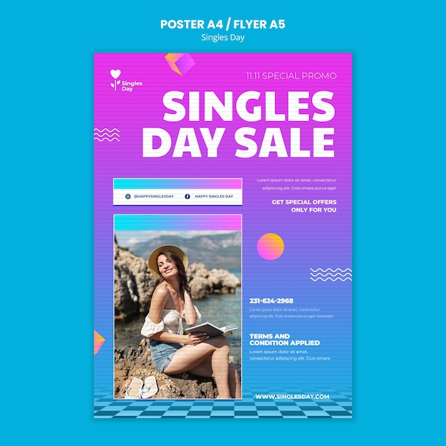 Gratis PSD verloop singles dag sjabloonontwerp