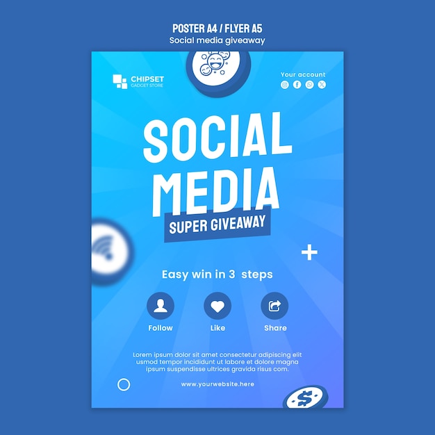 Gratis PSD verloop sociale media weggeefposter