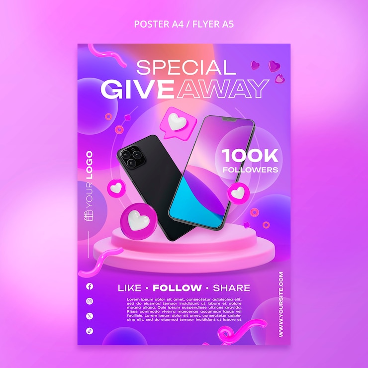Gratis PSD verloop sociale media weggeefposter