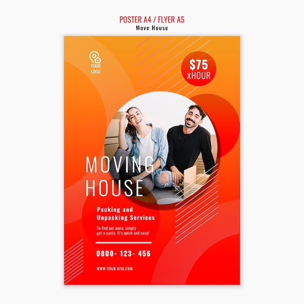 Gratis PSD verplaats huis poster sjabloon