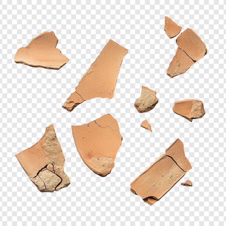 Gratis PSD verpletterde keramische fragmenten van een kleivat