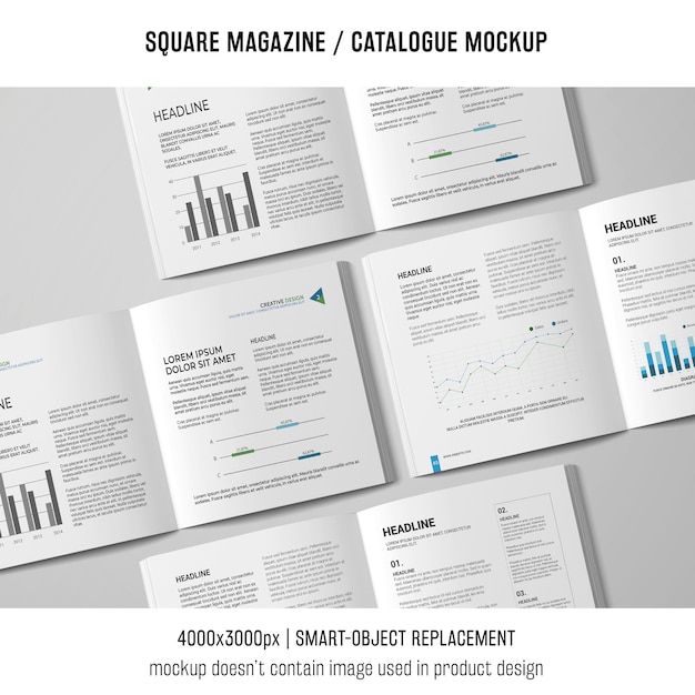 Verschillende vierkante tijdschrift- of catalogusmodellen