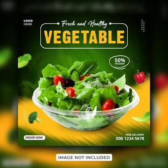 Verse en gezonde groente sociale media instagram post promotie banner ontwerpsjabloon
