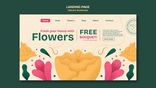 Gratis PSD verse en mooie bloemen landingspagina