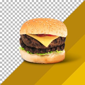 Verse smakelijke hamburger geïsoleerd op transparante achtergrond.