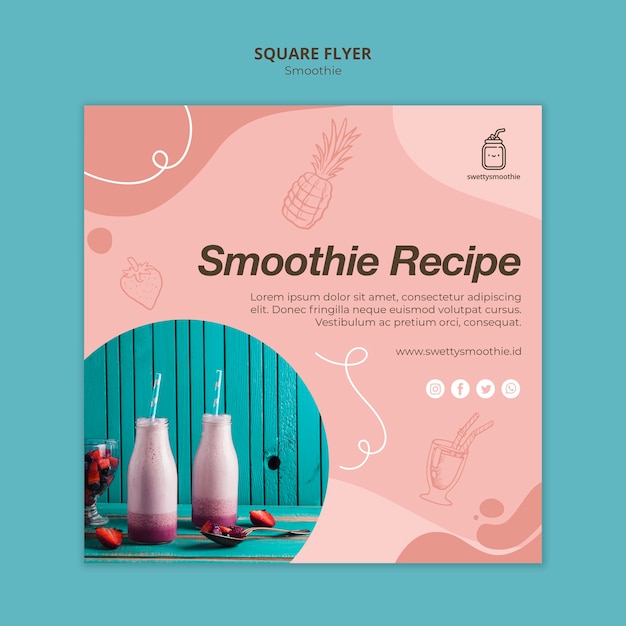 Gratis PSD verse smoothie vierkante flyer met foto