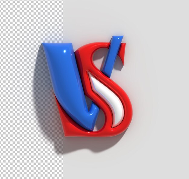 Versus el logotipo 3D de la letra de la señal