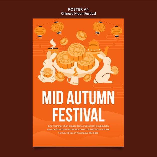 Gratis PSD verticaal poster sjabloon voor het midden-herfstfestival