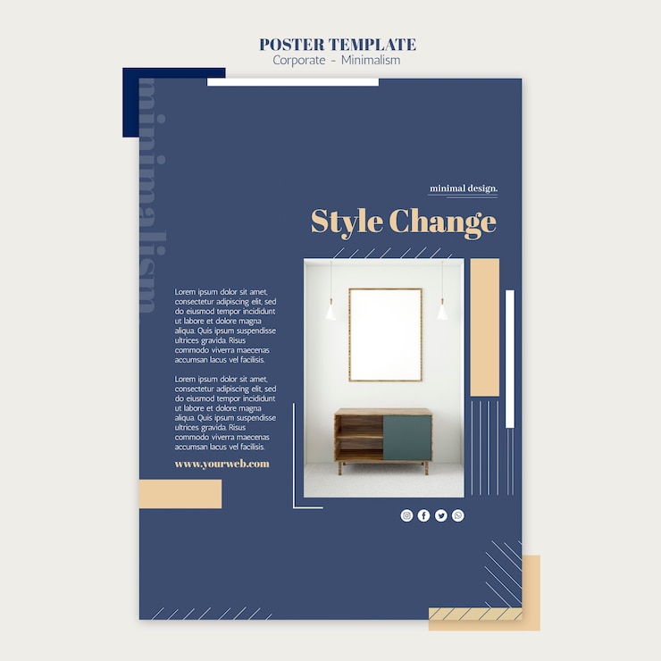 PSD Gratis vertical poster for interior design