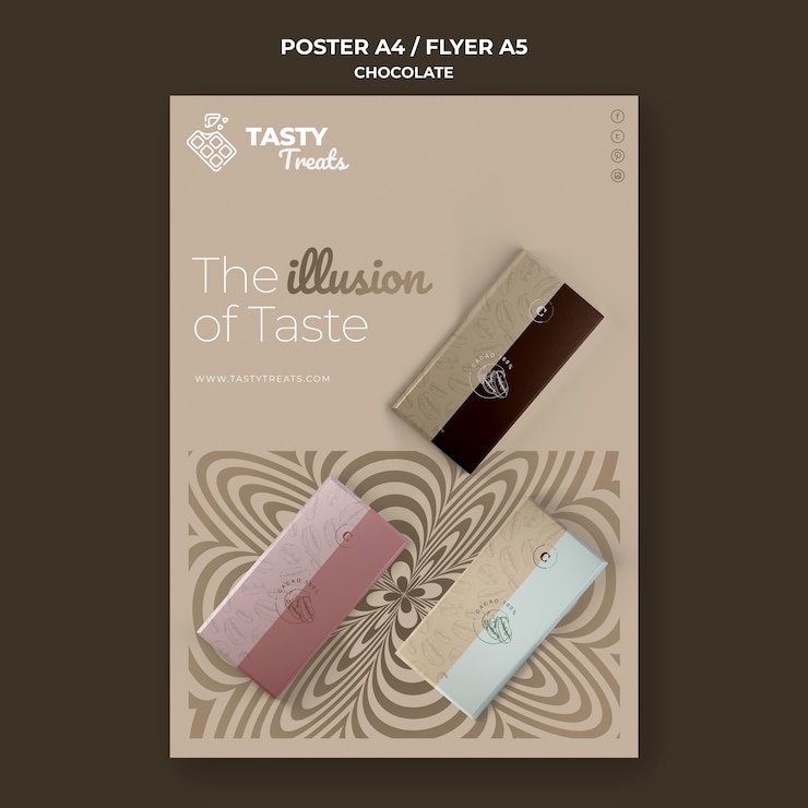 PSD Gratis vertical poster template for chocolate