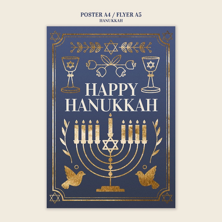 PSD Gratis vertical poster template for hanukkah jewish celebration