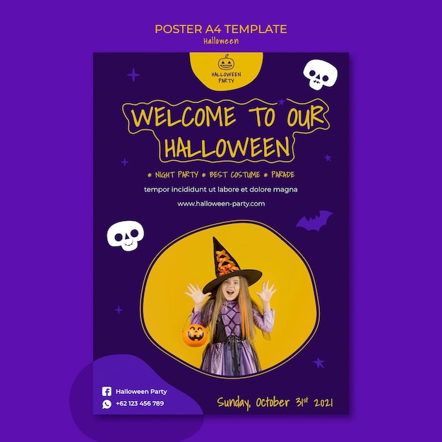 Gratis PSD verticale afdruksjabloon voor halloween-feest