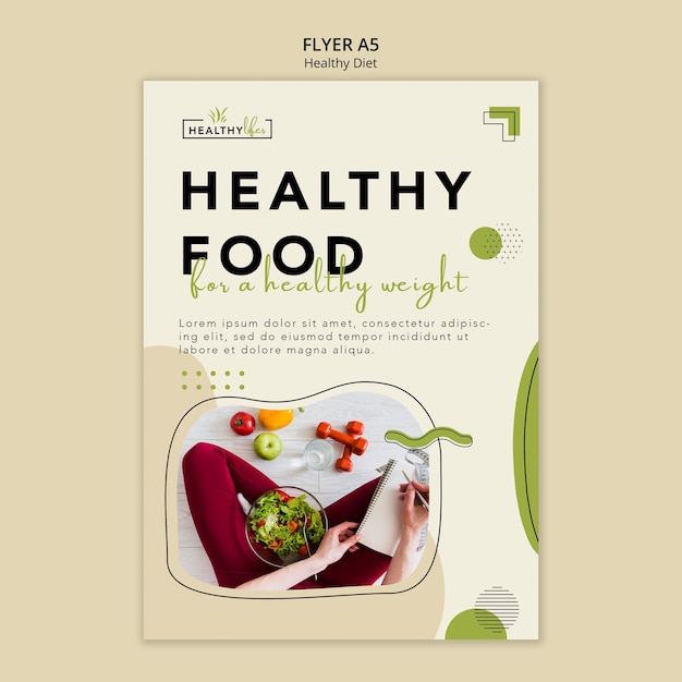 Gratis PSD verticale flyer-sjabloon voor gezonde voeding