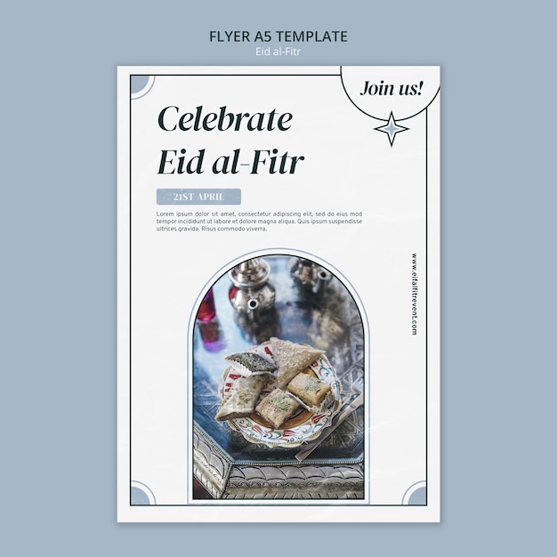 Gratis PSD verticale flyer-sjabloon voor islamitische eid al-fitr-viering