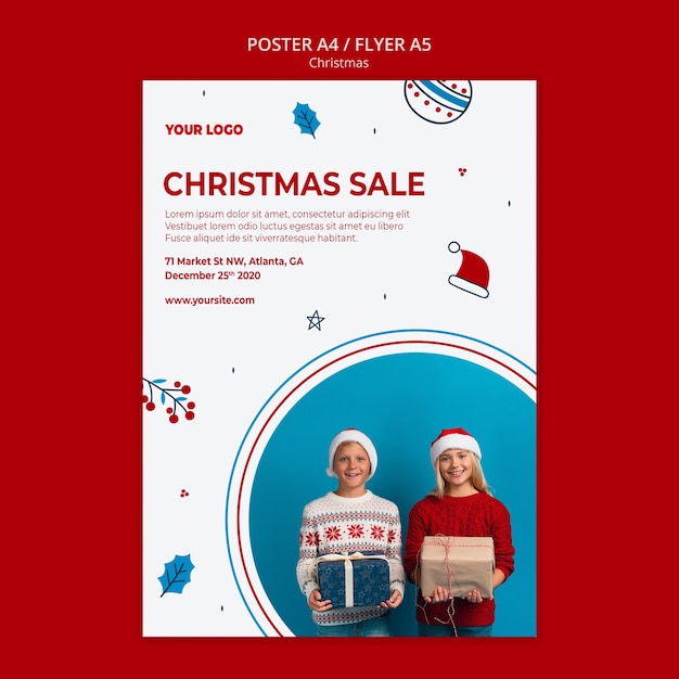 Gratis PSD verticale flyer-sjabloon voor kerstmis