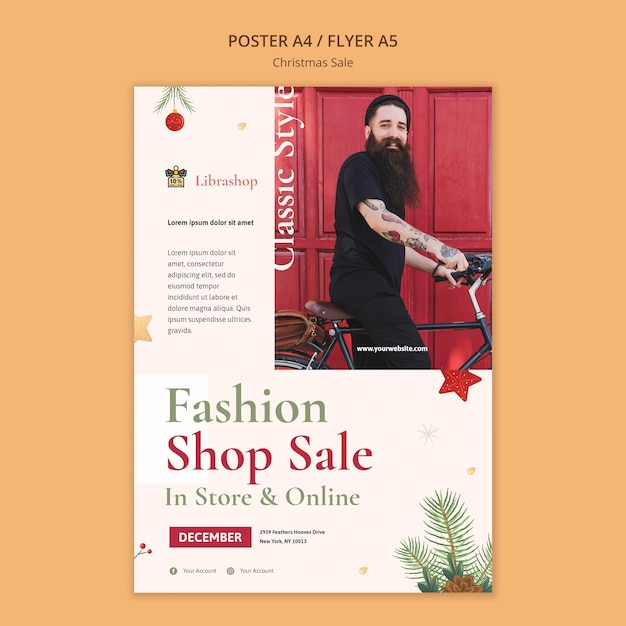 Gratis PSD verticale flyer voor kerstverkoop