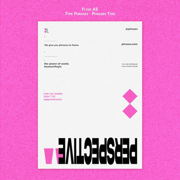Verticale flyer voor typefrases