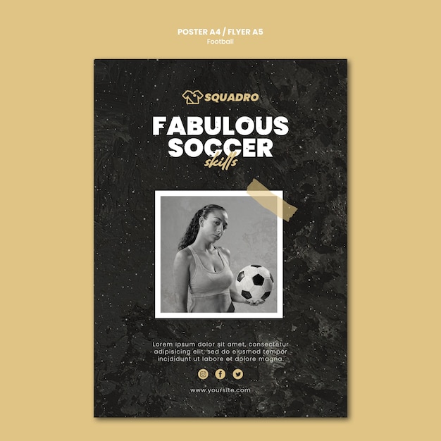 Verticale flyer voor vrouwelijke voetballer