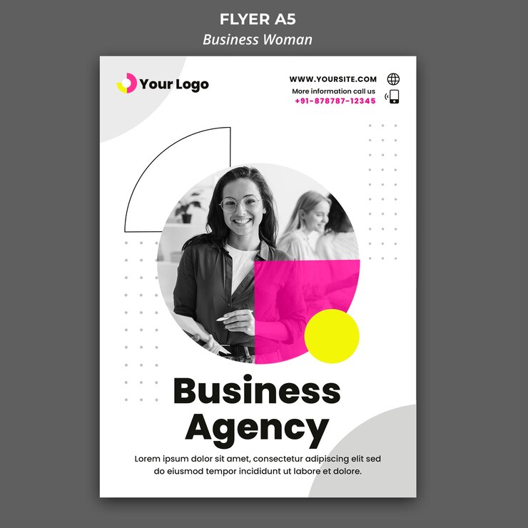 Gratis PSD verticale flyer voor zakenvrouw
