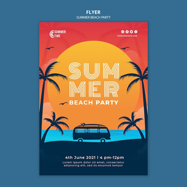 Gratis PSD verticale flyer voor zomerstrandfeest