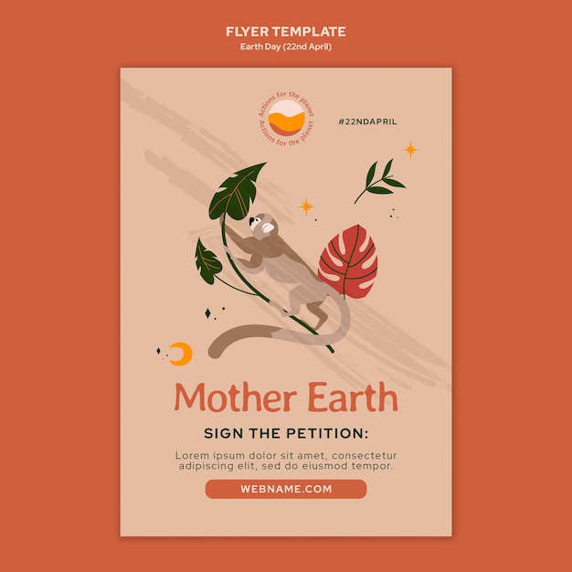 Gratis PSD verticale flyersjabloon voor earth day