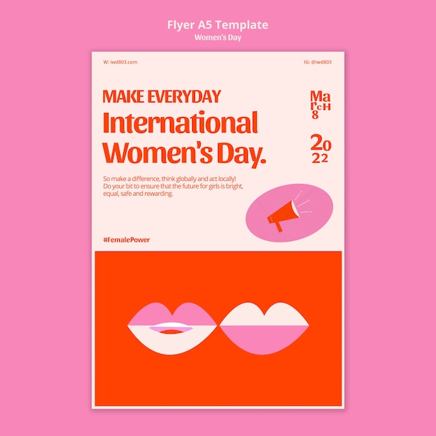 Gratis PSD verticale flyersjabloon voor internationale vrouwendag