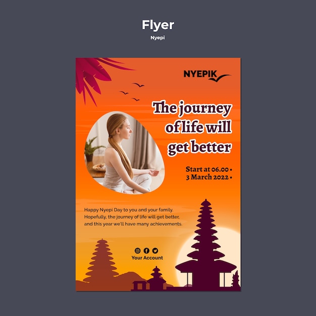 Verticale flyersjabloon voor nyepi-viering