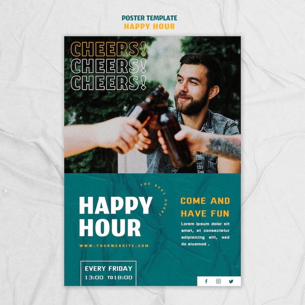 Gratis PSD verticale poster sjabloon voor happy hour