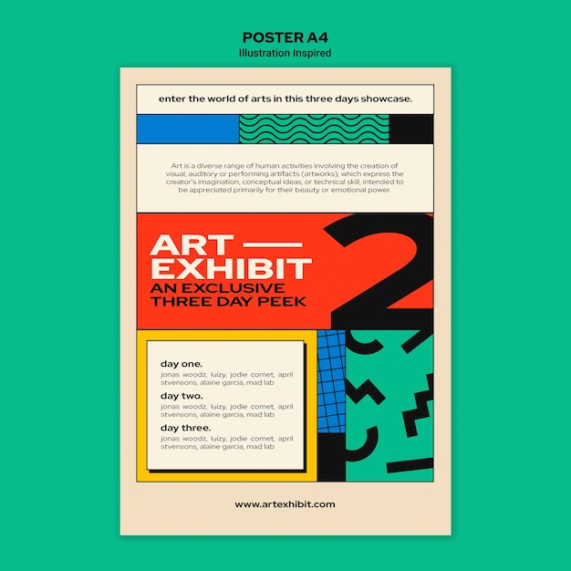 Verticale poster sjabloon voor kunsttentoonstelling