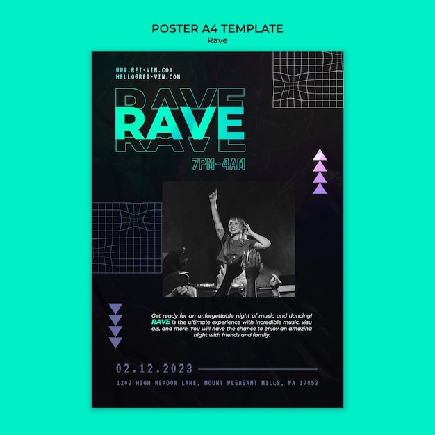 Gratis PSD verticale poster sjabloon voor rave party