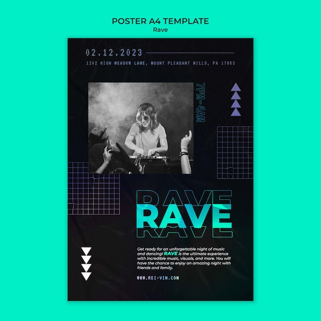 Gratis PSD verticale poster sjabloon voor rave party