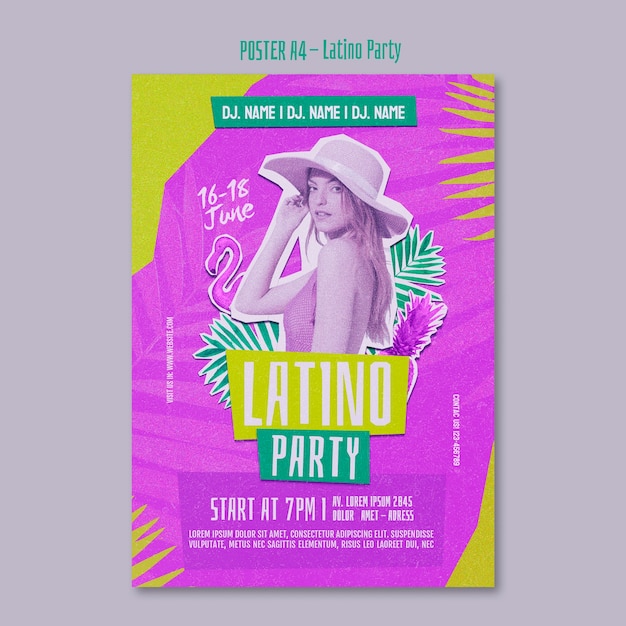 Verticale poster sjabloon voor tropisch latino thema feest