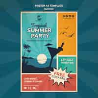 Gratis PSD verticale poster sjabloon voor tropisch strandfeest